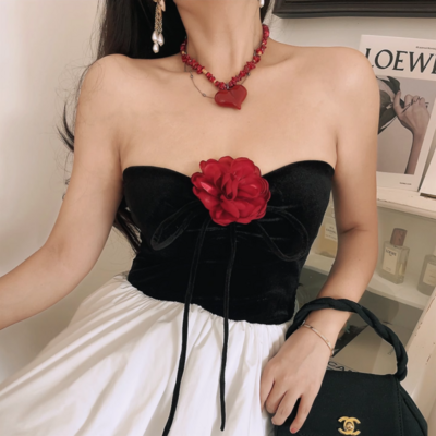 Velvet Rose Halter Neck Tube Top