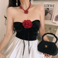 Velvet Rose Halter Neck Tube Top - Thumbnail 7
