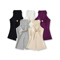 Sleeveless Twisted Vest Women's Temperament Simple Knitted Sweater Top - Thumbnail 5