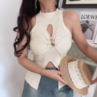 Sleeveless Twisted Vest Women's Temperament Simple Knitted Sweater Top - Thumbnail 3