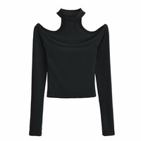 halterneck long-sleeved sexy bottoming top - Thumbnail 3