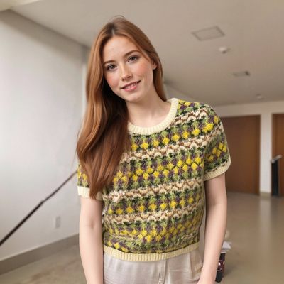 Fashionable brushed effect jacquard sweater