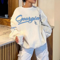 Georgia Printed White Sweatshirt - Thumbnail 2