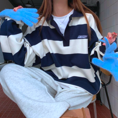 Striped polo sweater 