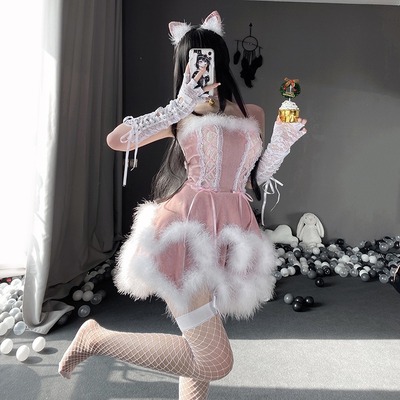 Sexy bunny furry velvet dress