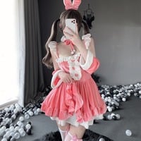 Sexy Pink Bunny Cosplay Dress - Thumbnail 2