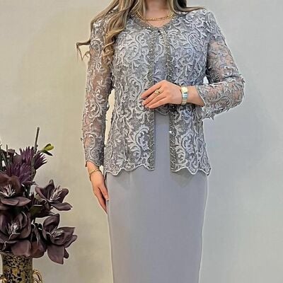 Plus size sheath lace appliques tea-length mother of bride/groom dress evening formal gowns 