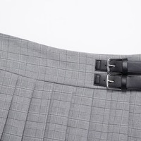 Chic Grey Plaid Pleated Skirt - Thumbnail 4