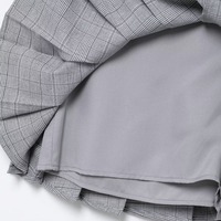 Chic Grey Plaid Pleated Skirt - Thumbnail 5