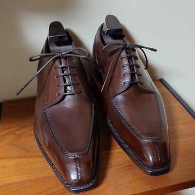 Hot sale men's christmas gift brown split toe lace up shoes