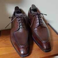 Hot Sale Men's Christmas Gift Brown Split Toe Lace Up Shoes - Thumbnail 1