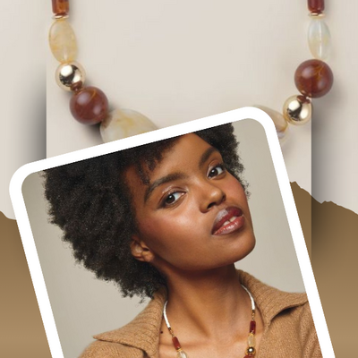 Warm autumn beaded necklace - final sale - Thumbnail 2