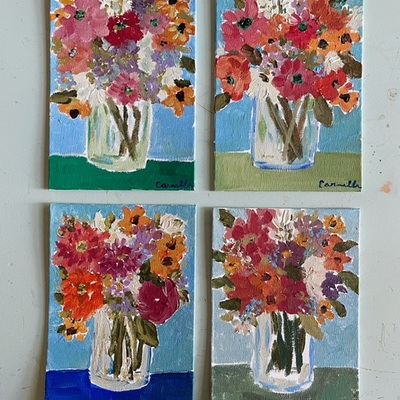 “joy in bloom” 5x7 inch still life, original painting no.04