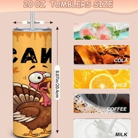 Frantic Turkey Gobble Gobble "F" Bomb 20oz Skinny Tumbler "FCAWF"   - Thumbnail 4