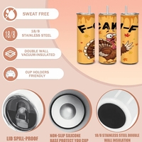 Frantic Turkey Gobble Gobble "F" Bomb 20oz Skinny Tumbler "FCAWF"   - Thumbnail 5