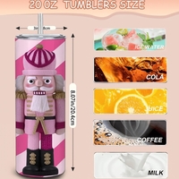 Trendy Pink Christmas Nutcracker Tumbler Wrap | Festive Holiday Gift for Her - Thumbnail 1