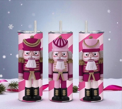 Trendy Pink Christmas Nutcracker Tumbler Wrap | Festive Holiday Gift for Her