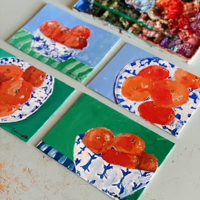 “gathered”  5x7 inch still life, original painting no.01