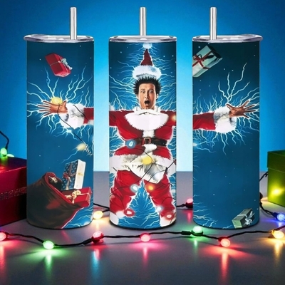 ​clark griswold lights up christmas tumbler - national lampoon's shocked santa 20 oz
