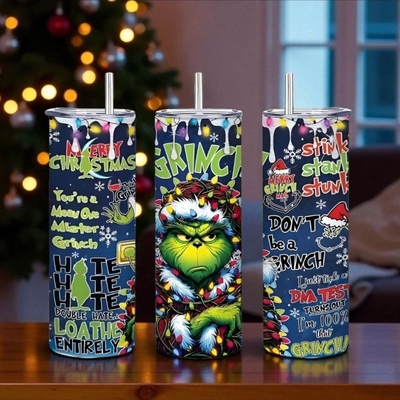 100% that grinch tumbler - christmas lights & quotes sublimation skinny 20 oz