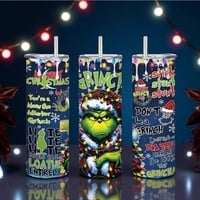 100% That Grinch Tumbler - Christmas Lights & Quotes Sublimation Skinny 20 oz - Thumbnail 2