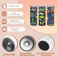 100% That Grinch Tumbler - Christmas Lights & Quotes Sublimation Skinny 20 oz - Thumbnail 3
