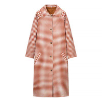 Retro elegant loose lapel plaid long trench coat - Thumbnail 1