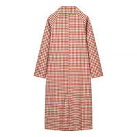 Retro elegant loose lapel plaid long trench coat - Thumbnail 2
