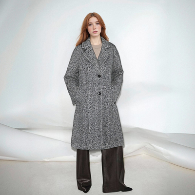 Fashionable and elegant women's herringbone twill coat