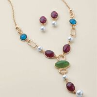 Classic Jewel Drop Necklace and Earring Set - FINAL SALE - Thumbnail 1