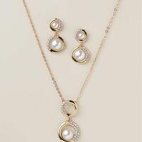 Radiant Pave Pearly Set - FINAL SALE - Thumbnail 1