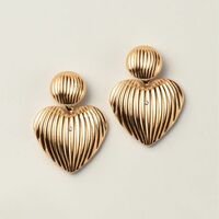 Rippled Heart Statement Earrings - FINAL SALE - Thumbnail 1