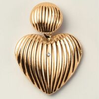 Rippled Heart Statement Earrings - FINAL SALE - Thumbnail 2