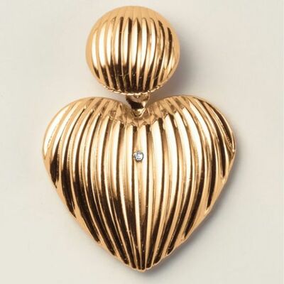Rippled heart statement earrings - final sale