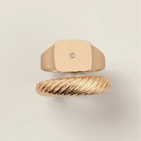 Goldtone Signet Ring Set - FINAL SALE - Thumbnail 1