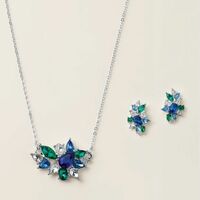 Luxe Blue Flora Necklace and Earring Set - FINAL SALE - Thumbnail 2