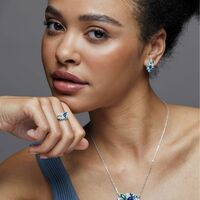 Luxe Blue Flora Necklace and Earring Set - FINAL SALE - Thumbnail 1