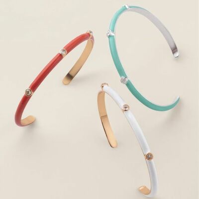 Sleek enamel cz cuff bracelet set - final sale