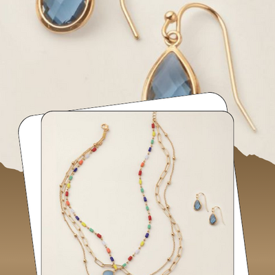 Color cascade layered necklace and earring set - final sale - Thumbnail 1
