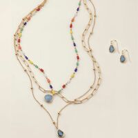 Color Cascade Layered Necklace and Earring Set - FINAL SALE - Thumbnail 1