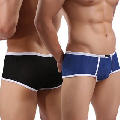 Wholesale 4pk mixed-color sexy men's underwear lingerie vertical rib fabric quick-drying boxer briefs underpants wh31 
