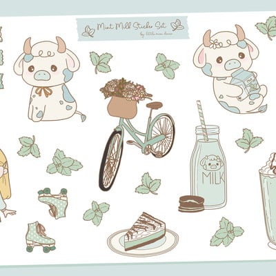 Mint milk sticker sheet