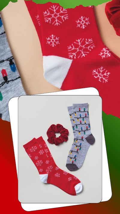 Christmas Socks with Scrunchie - FINAL SALE