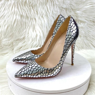 Silver stone pattern high heels 12cm