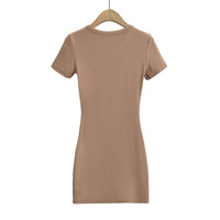 Round neck seven-button slim waist short-sleeved dress - Thumbnail 1