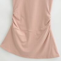 A-line waist short skirt hot girl U-neck short sleeve dress - Thumbnail 3