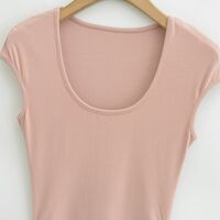 A-line waist short skirt hot girl U-neck short sleeve dress - Thumbnail 4