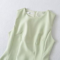 Small round neck ice cream color waist sleeveless A-line birthday dress - Thumbnail 1