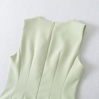 Small round neck ice cream color waist sleeveless A-line birthday dress - Thumbnail 3