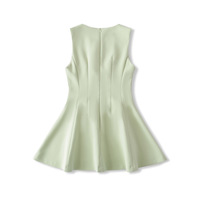 Small round neck ice cream color waist sleeveless A-line birthday dress - Thumbnail 5